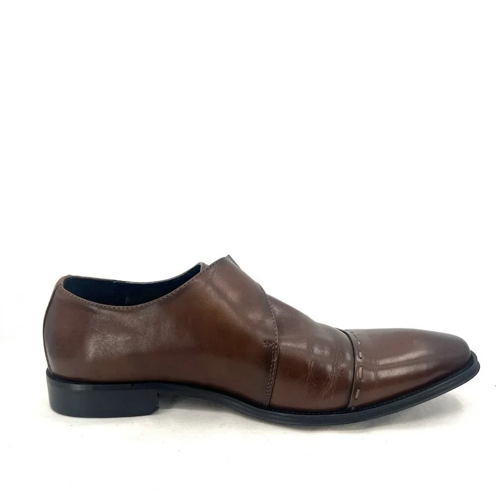 Polo Ralph Lauren Monk Strap Brown Leather Oxford Loafer Men’s 9 - Picture 3 of 11